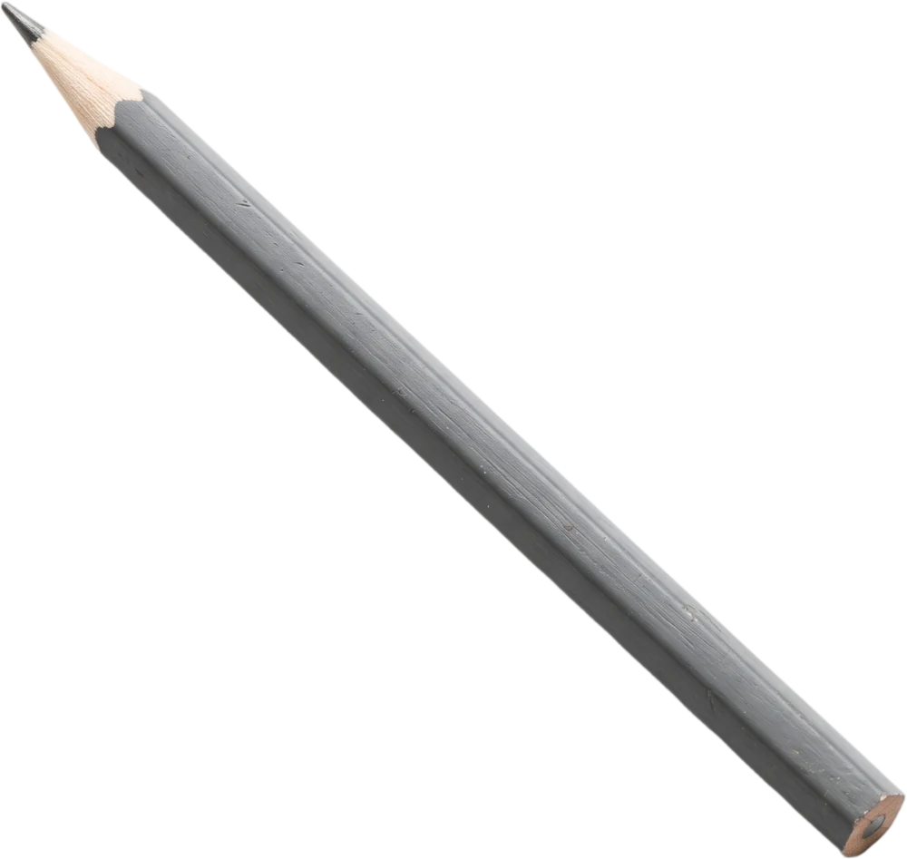 An ordinary charcoal wooden pencil, sharpened, worn from use